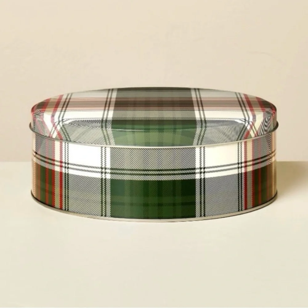**Set of 2** Hearth & Hand Christmas Cookie Gift Tins Holiday Plaid BRAND NEW